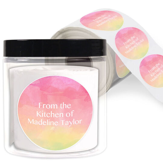 Rainbow Watercolor Kitchen Round Stickers in a Jar